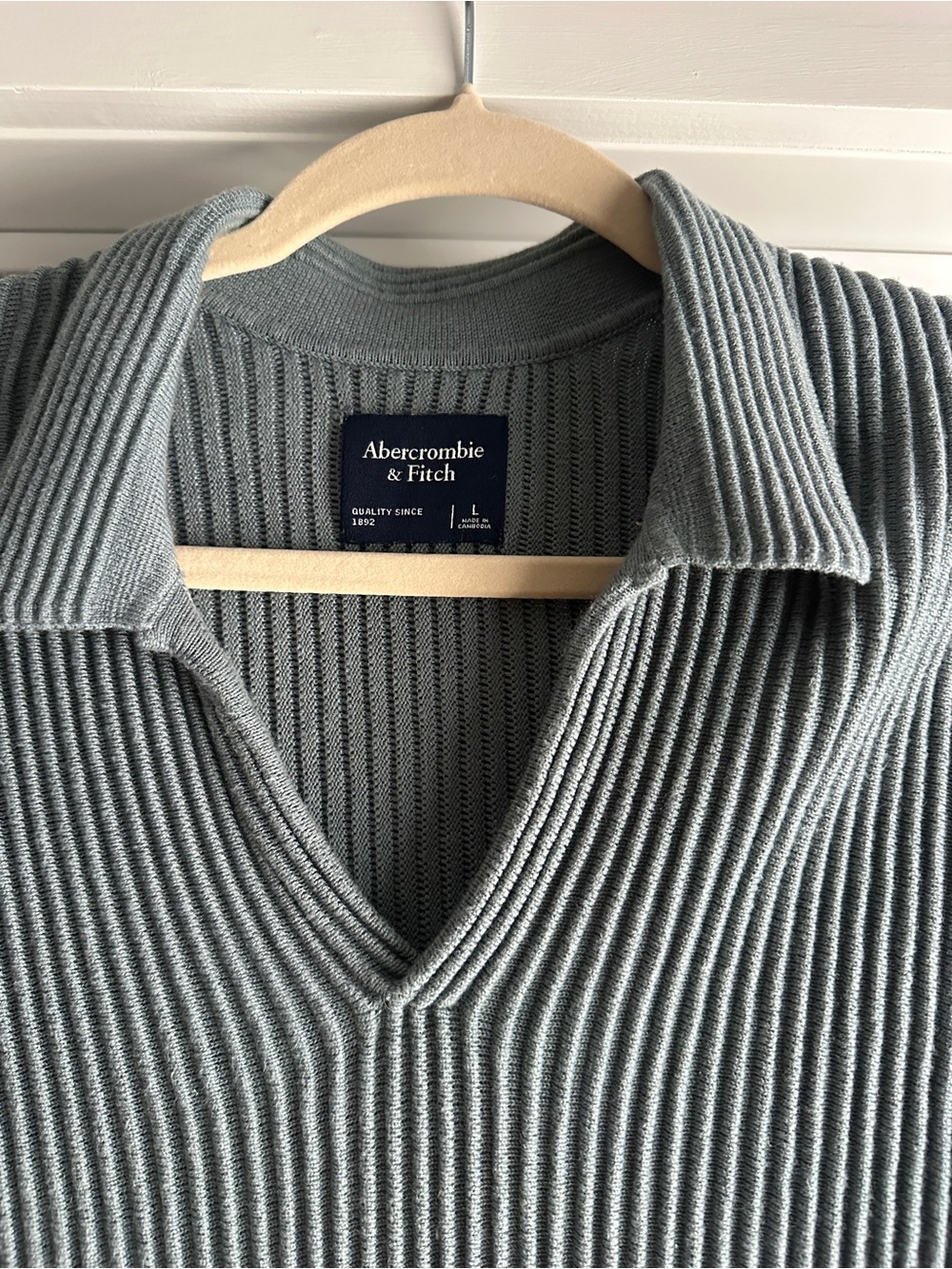 Abercrombie & Fitch Men’s Plisse Johnny Collar Sweater Polo - Picture 2 of 4